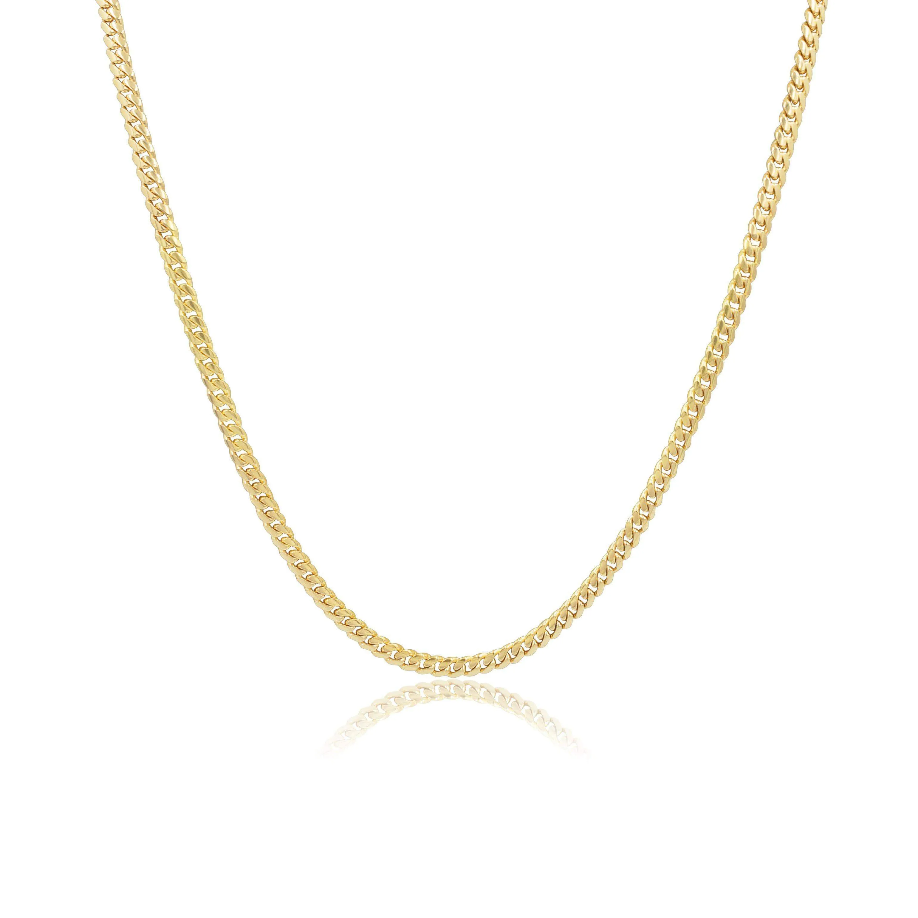4mm machine-made solid Cuban Link Chain in 10K Gold