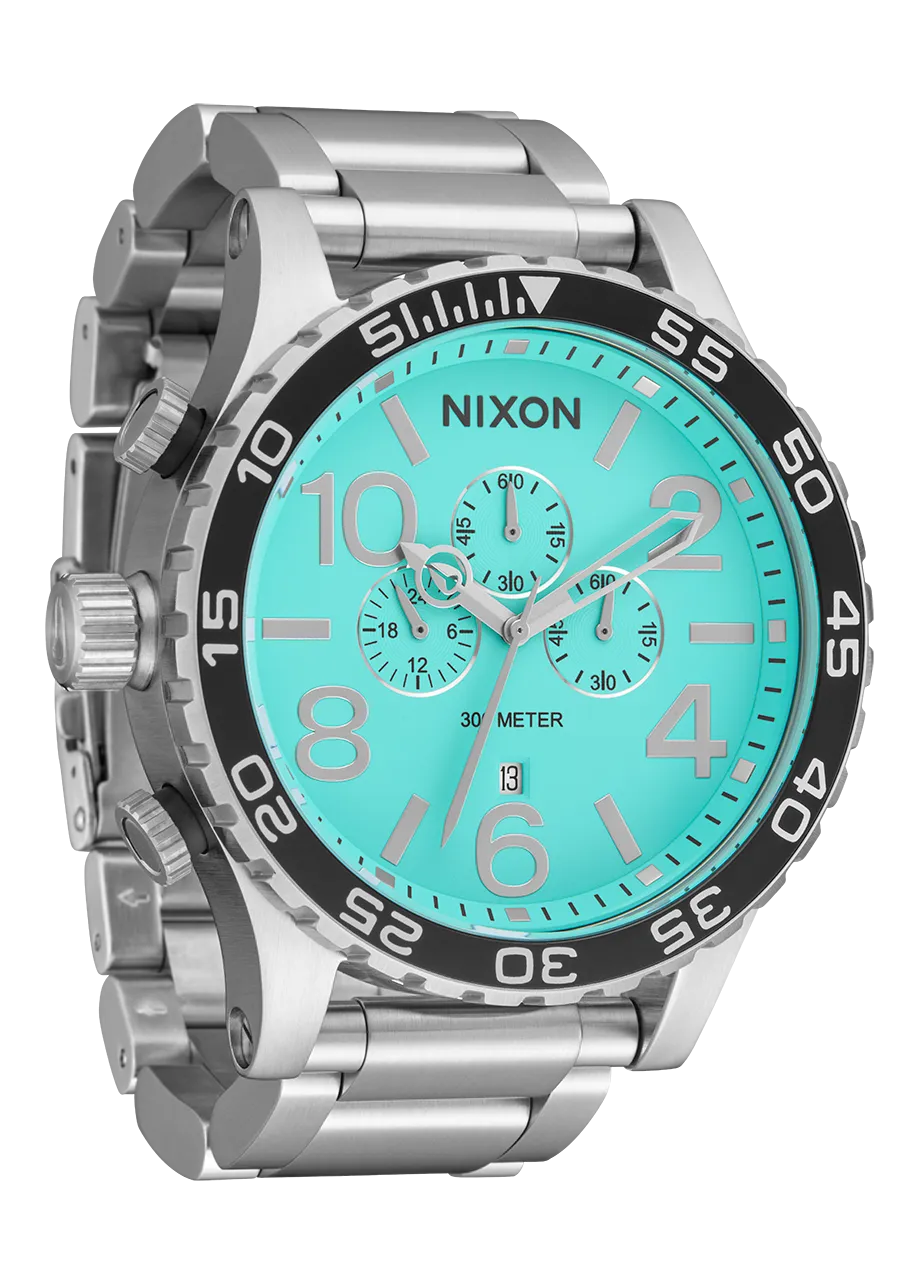 51-30 CHRONO Turquoise Dial Stainless Steel Oversized Watch A1389-2084