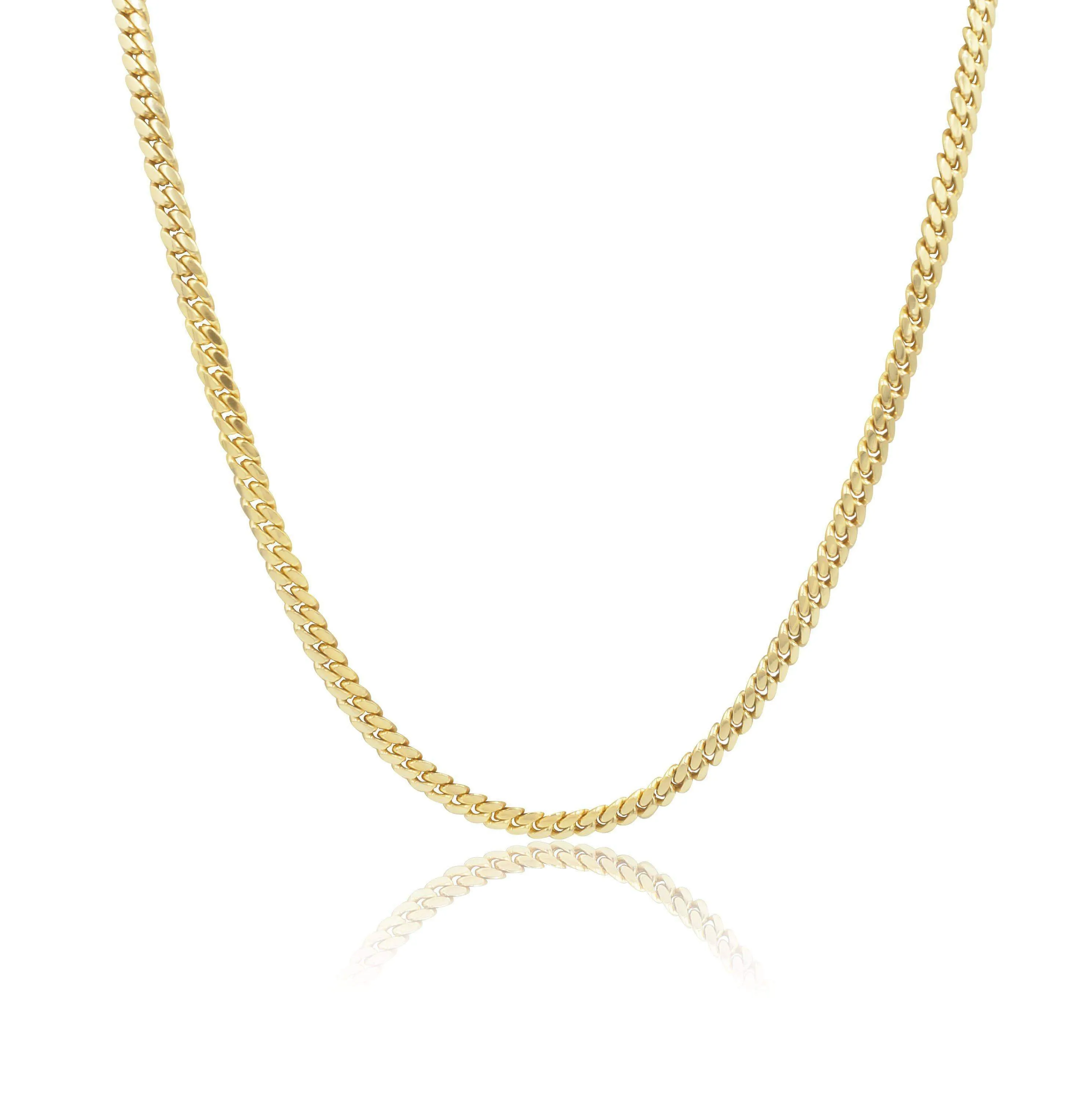 5mm Micro Cuban Link Chain in 14K Solid Yellow Gold