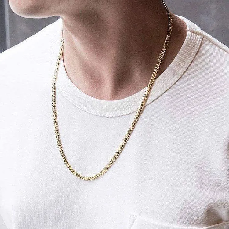 5mm Micro Cuban Link Chain in 14K Solid Yellow Gold