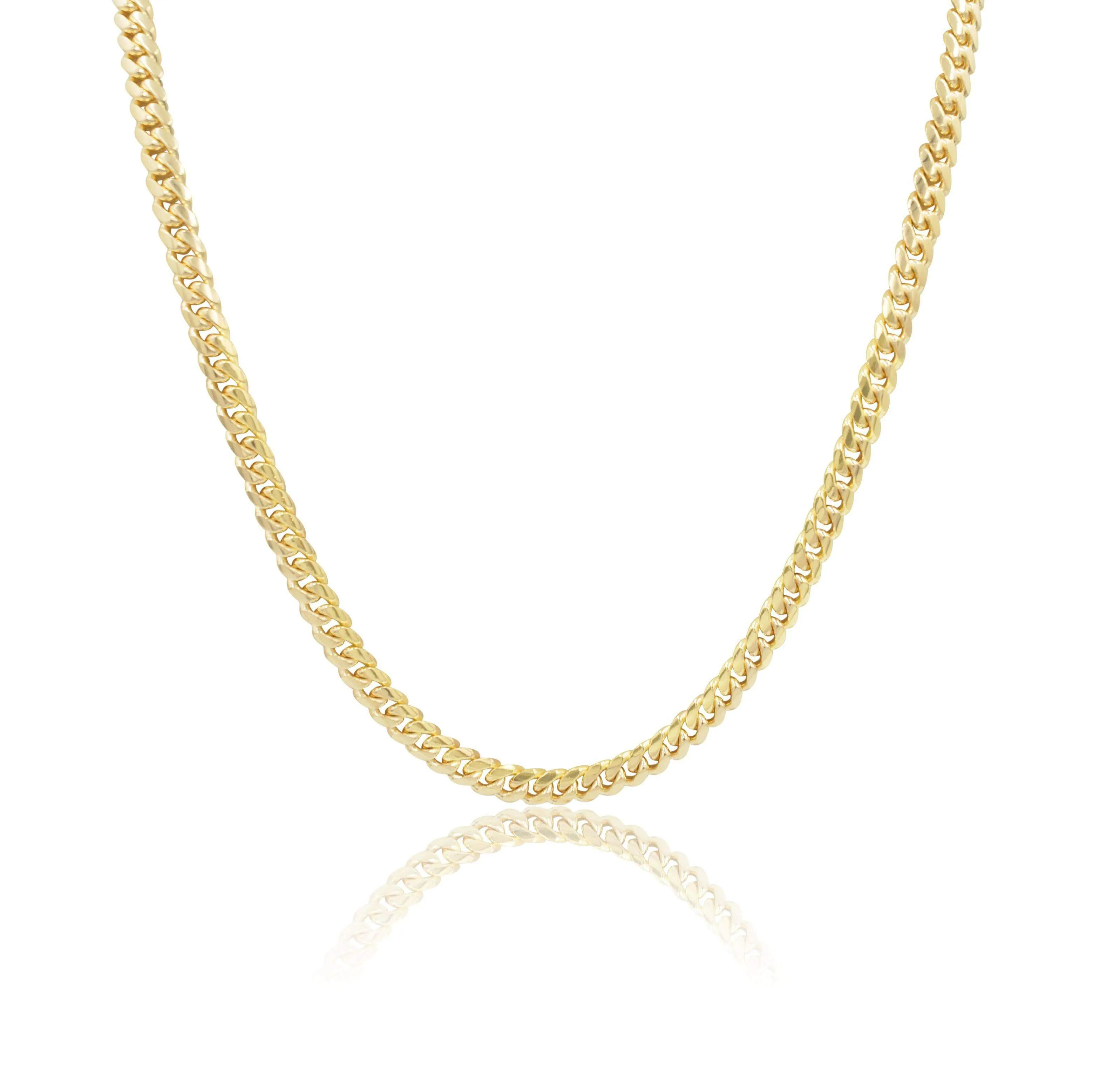 6mm Micro Cuban Link Chain in 10K Solid Yellow Gold