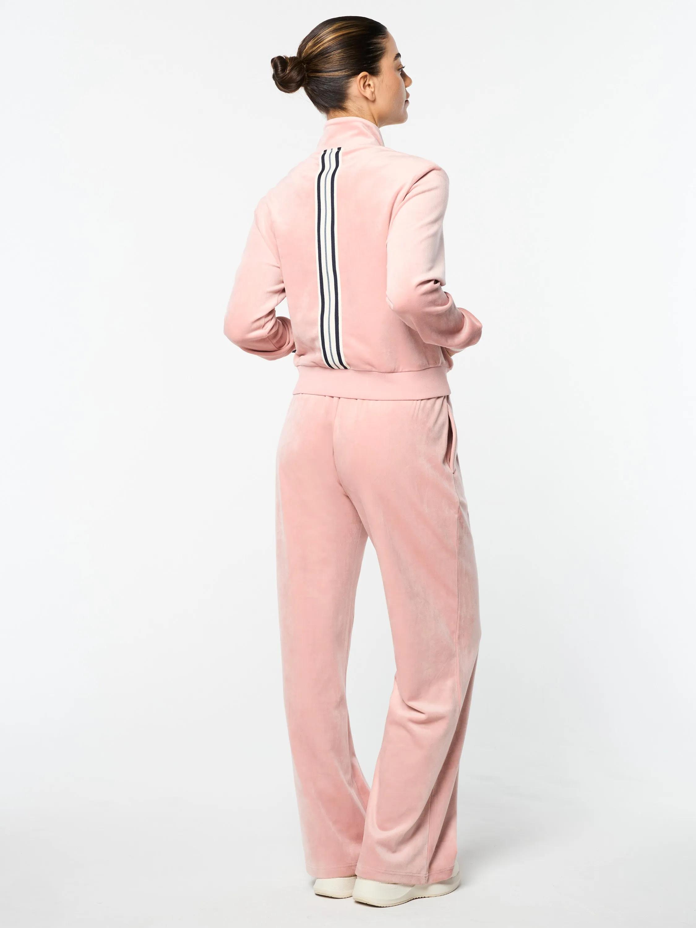 Adele Velour Track Jacket- Pale Mauve