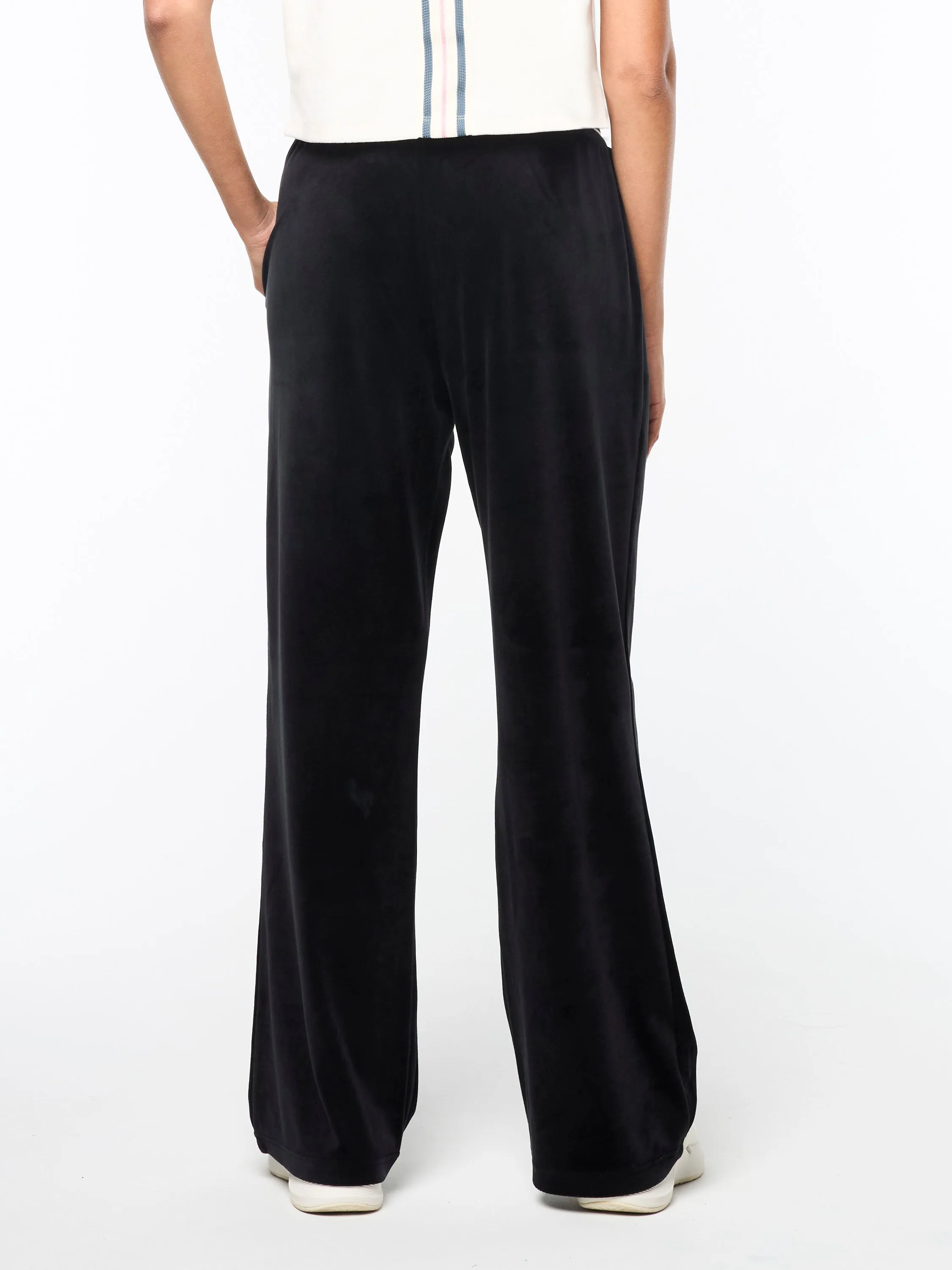 Adele Velour Track Pant-Black Beauty