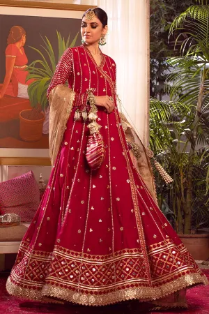 Angrakha Pishwas for Wedding Party in Maroonish Red Color #Y6186