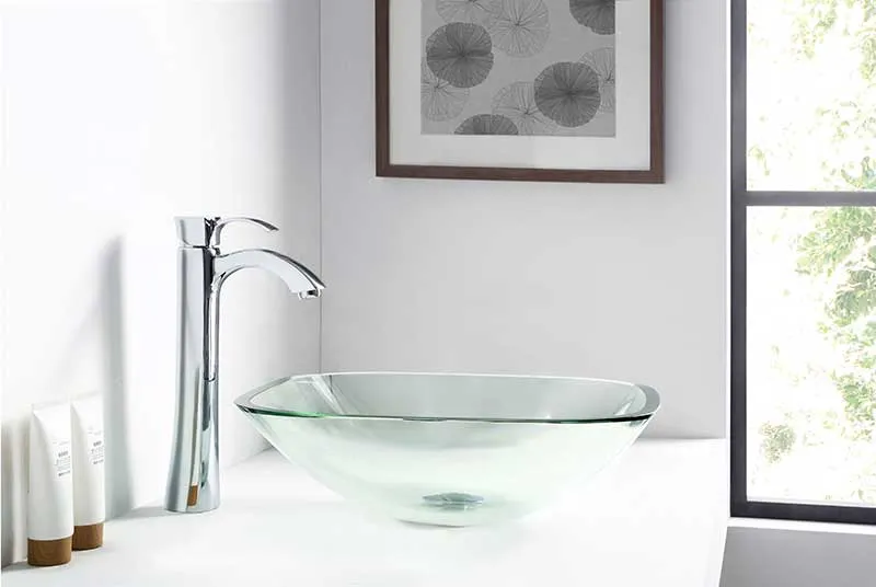 Anzzi Story Series Deco-Glass Vessel Sink in Lustrous Clear