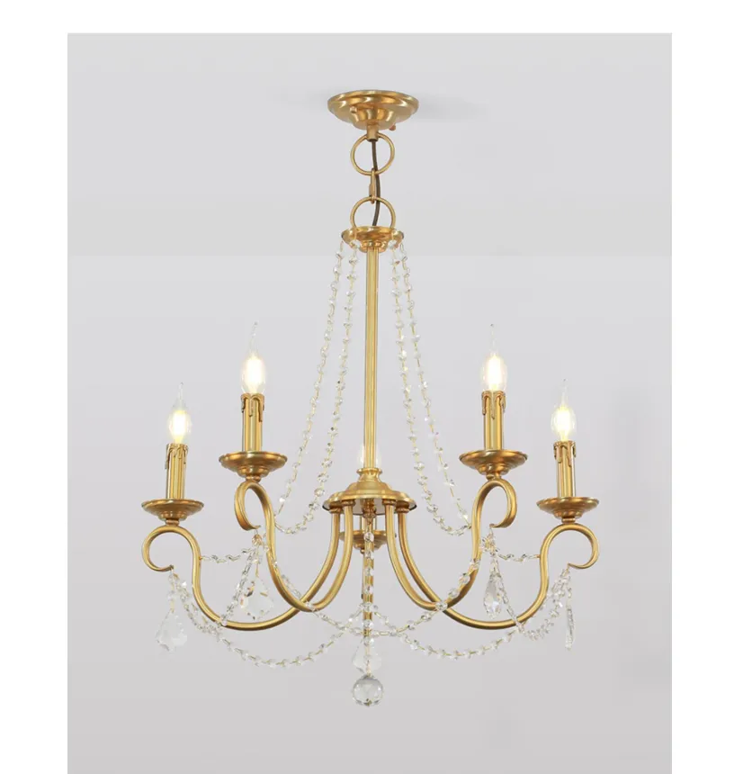 Aure Brass Crystal Chandelier Lamp