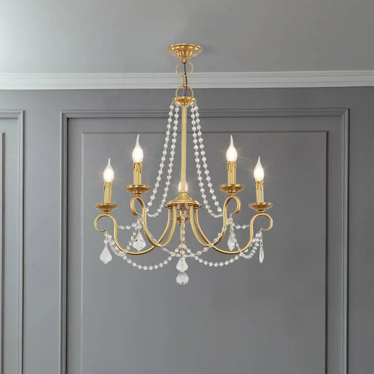 Aure Brass Crystal Chandelier Lamp