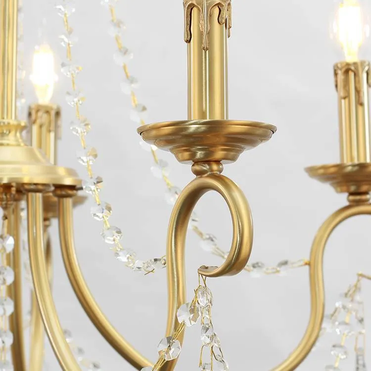 Aure Brass Crystal Chandelier Lamp