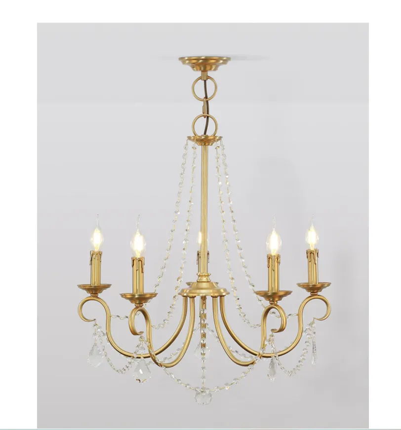 Aure Brass Crystal Chandelier Lamp
