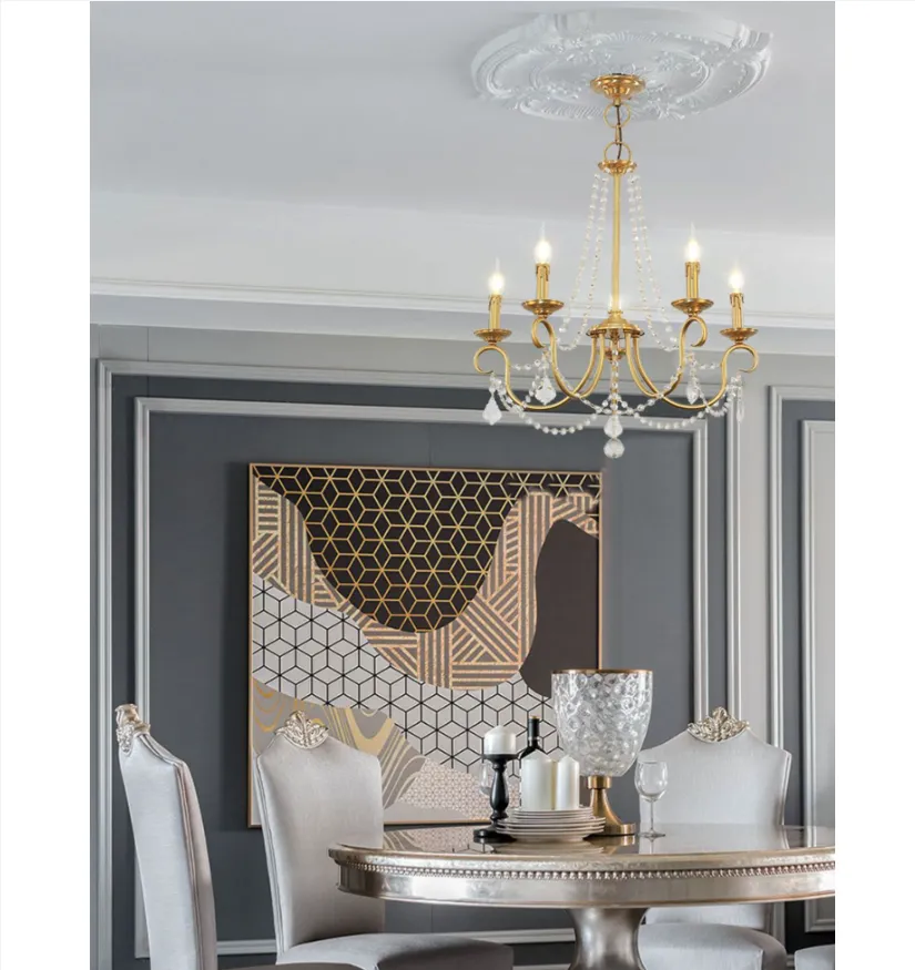 Aure Brass Crystal Chandelier Lamp