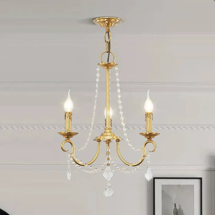 Aure Brass Crystal Chandelier Lamp