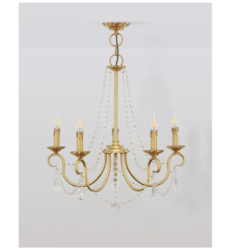 Aure Brass Crystal Chandelier Lamp