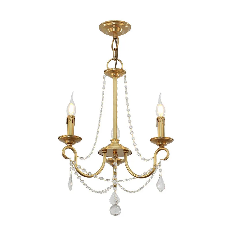 Aure Brass Crystal Chandelier Lamp