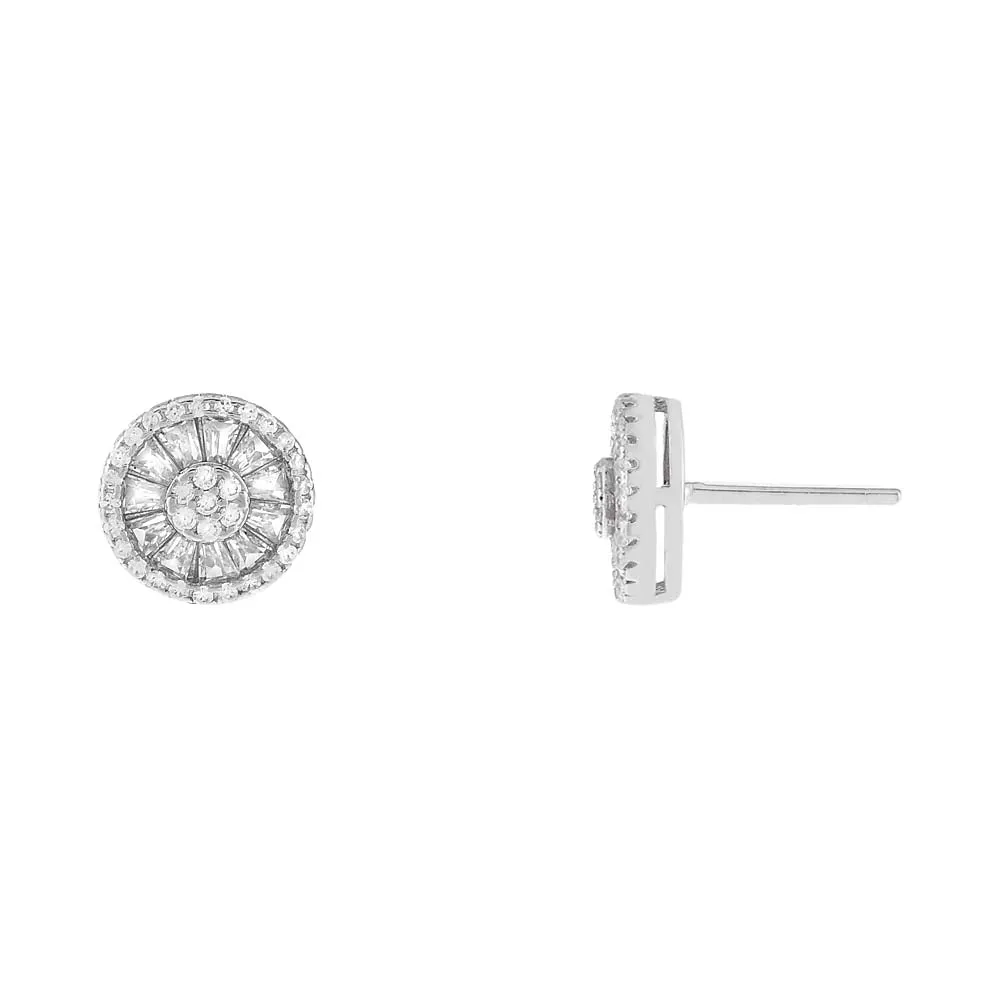 Baguette CZ Dial Stud Earring