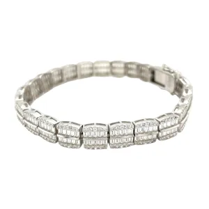 Baguette Diamond Cut Sterling 8.5" Cubic Zirconia Bracelet - C36609