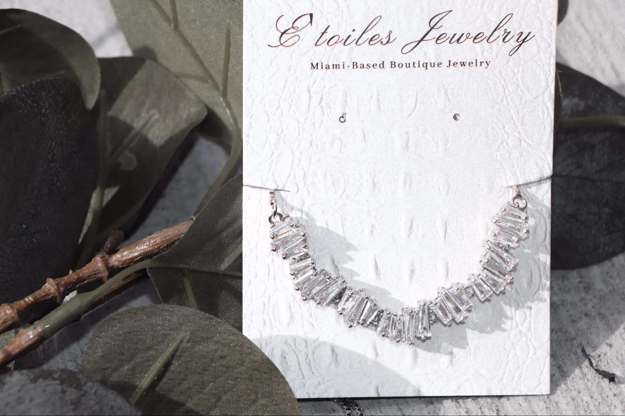 Baguette Sterling Silver Bracelet (Adjustable)