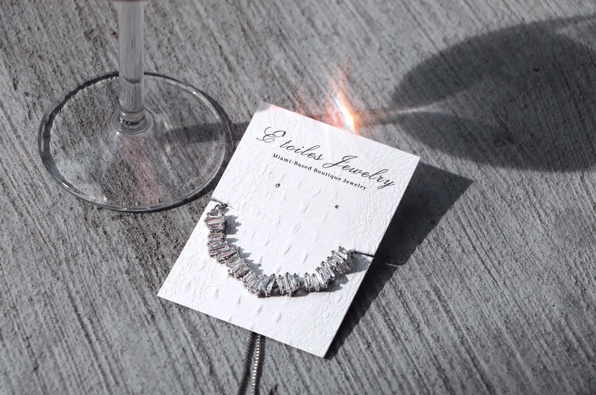 Baguette Sterling Silver Bracelet (Adjustable)
