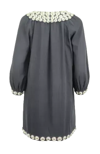 Balmain Black Embellished Silk Long Sleeve Dress UK 12