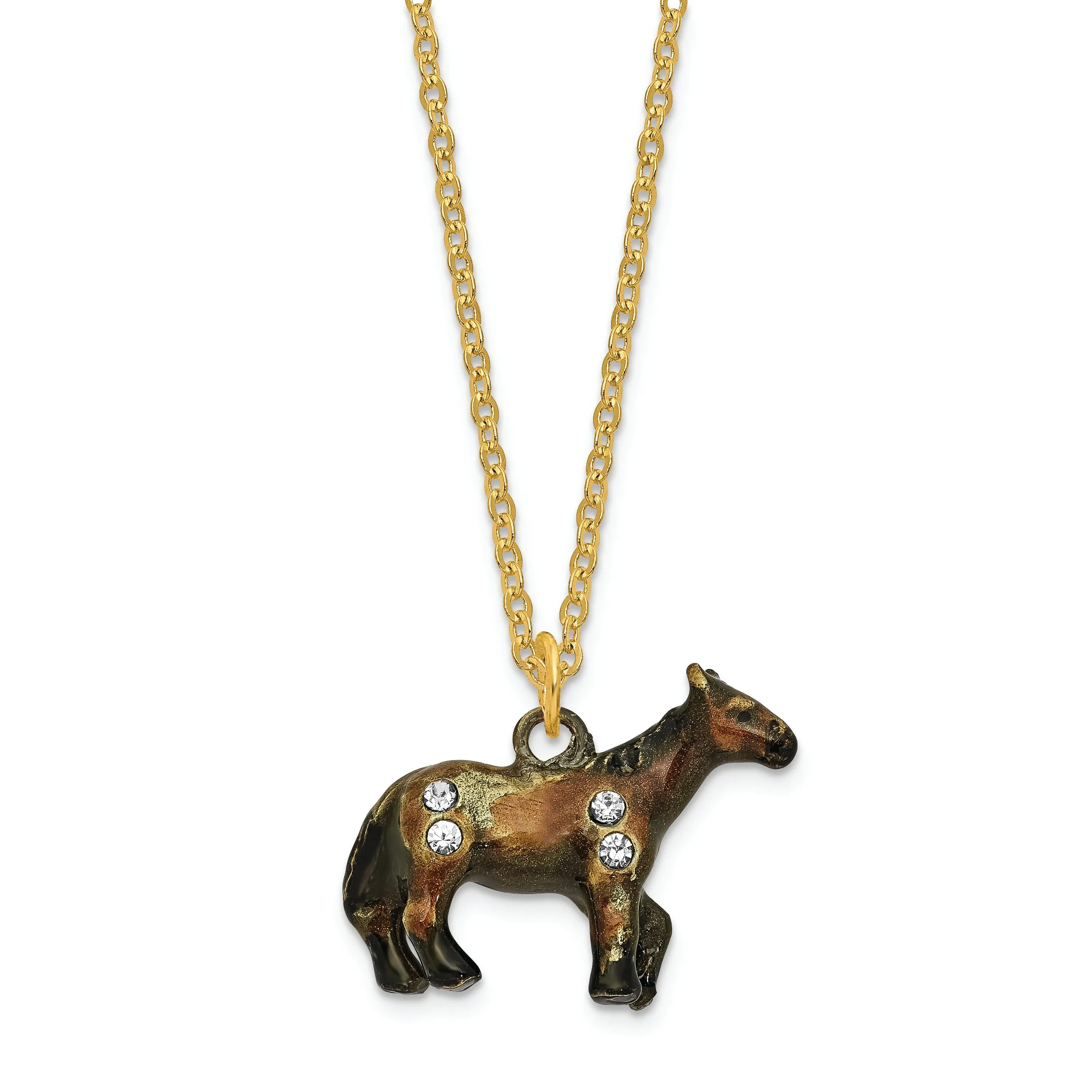 Bejeweled Multi Color Enamel Finish SPENCER Dark Bay Horse Trinket Box