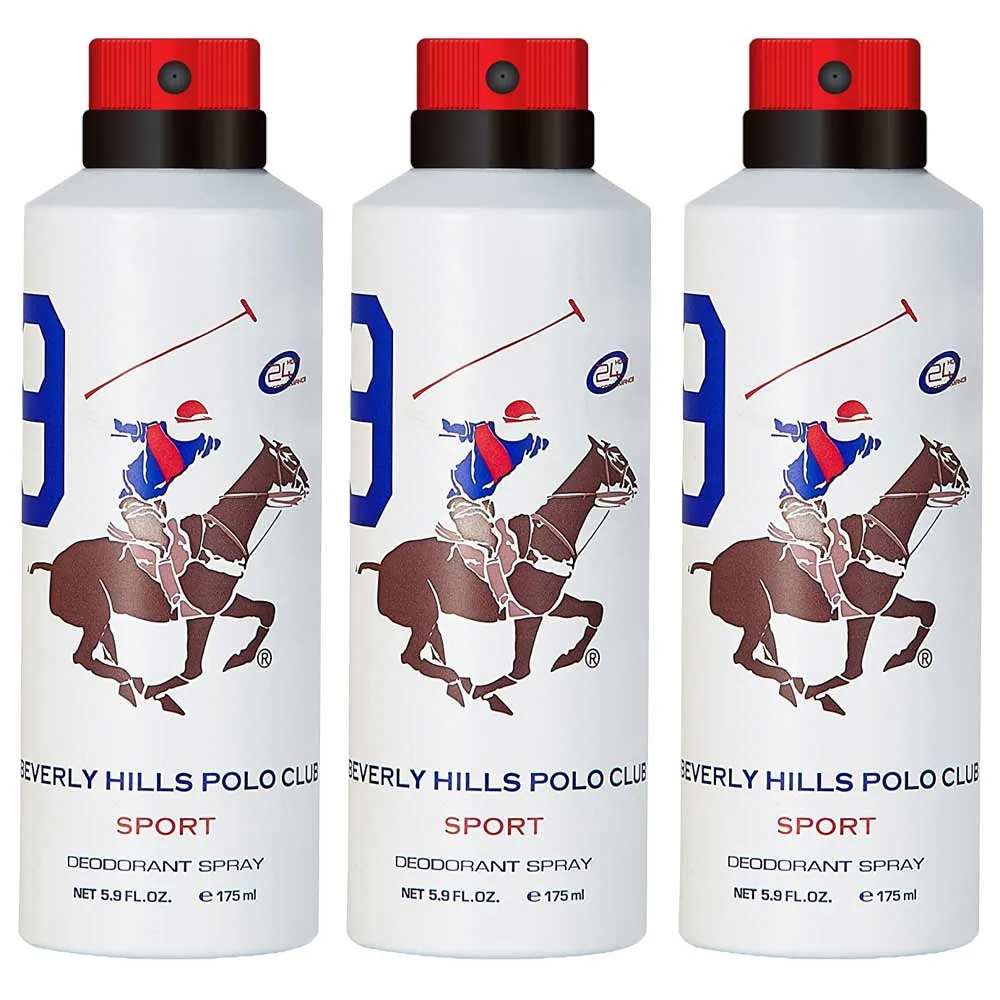 Beverly Hills Polo Club Sport No 9 Pack Of 3 Deodorants For Men