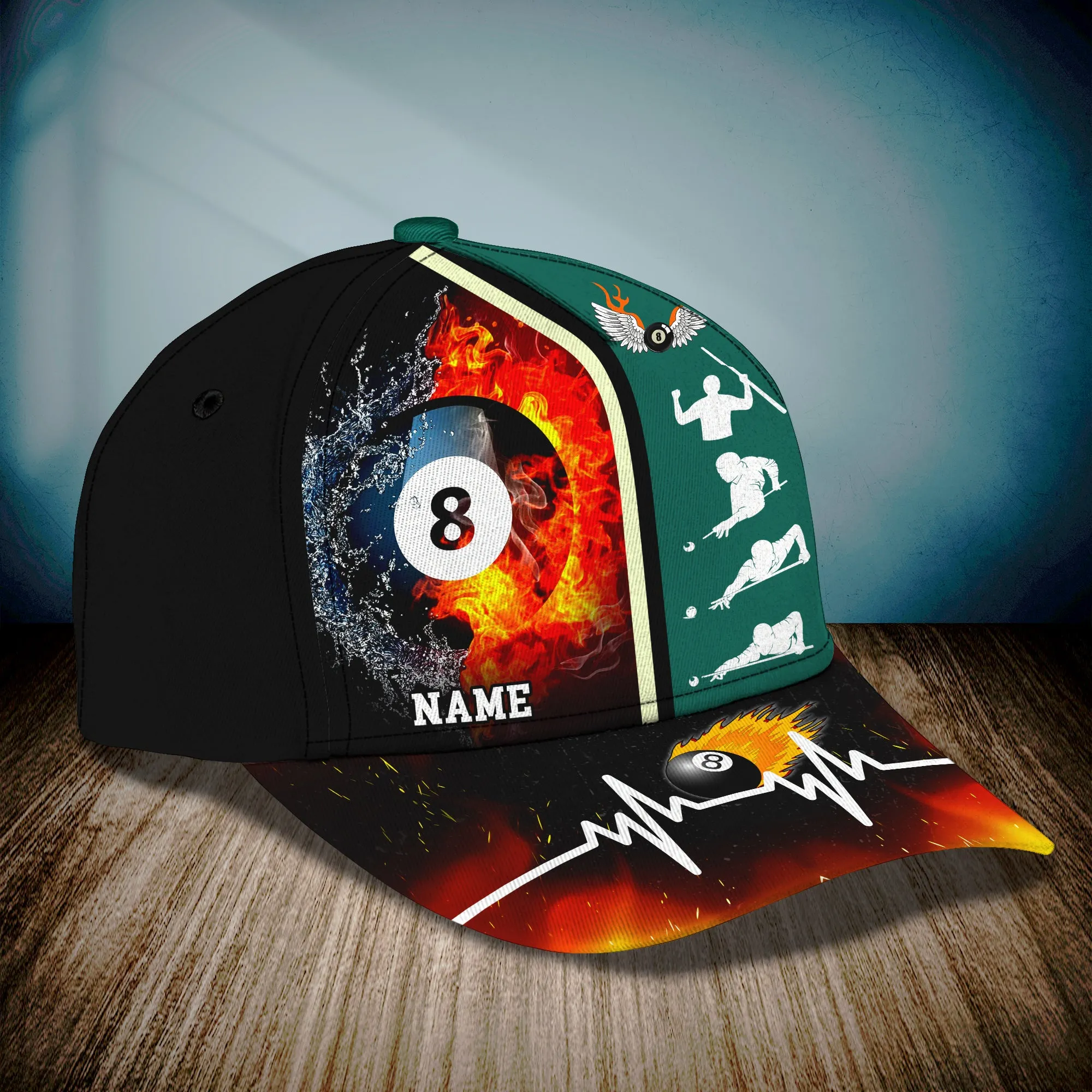 Billiard 8 Ball - Personalized Name Cap - Loop - H9h3-410
