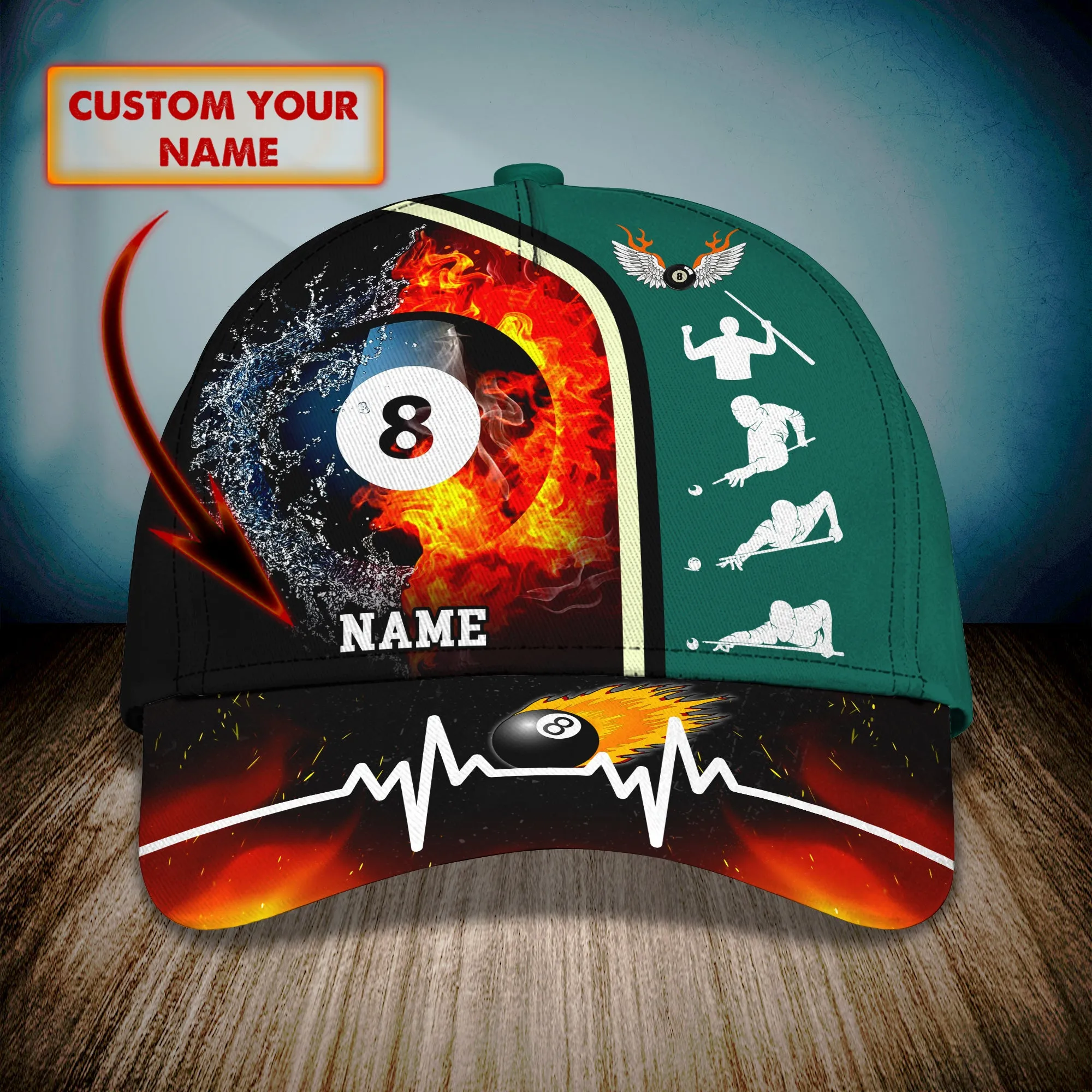 Billiard 8 Ball - Personalized Name Cap - Loop - H9h3-410