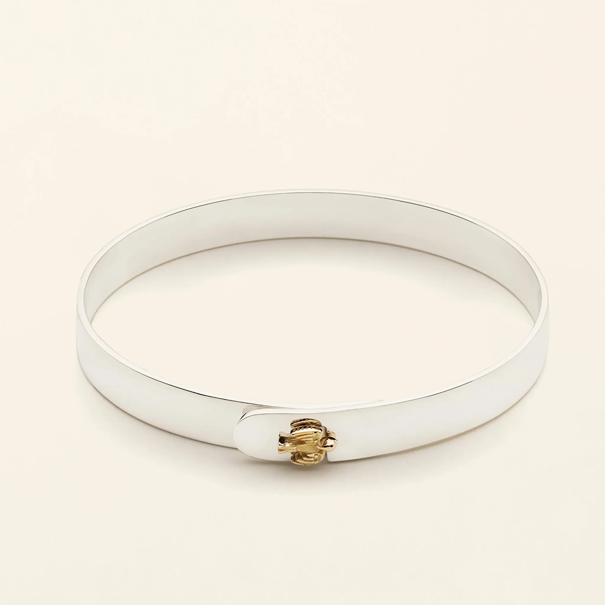 BIRD CLICK BRACELET - silver with 18K gold clasp