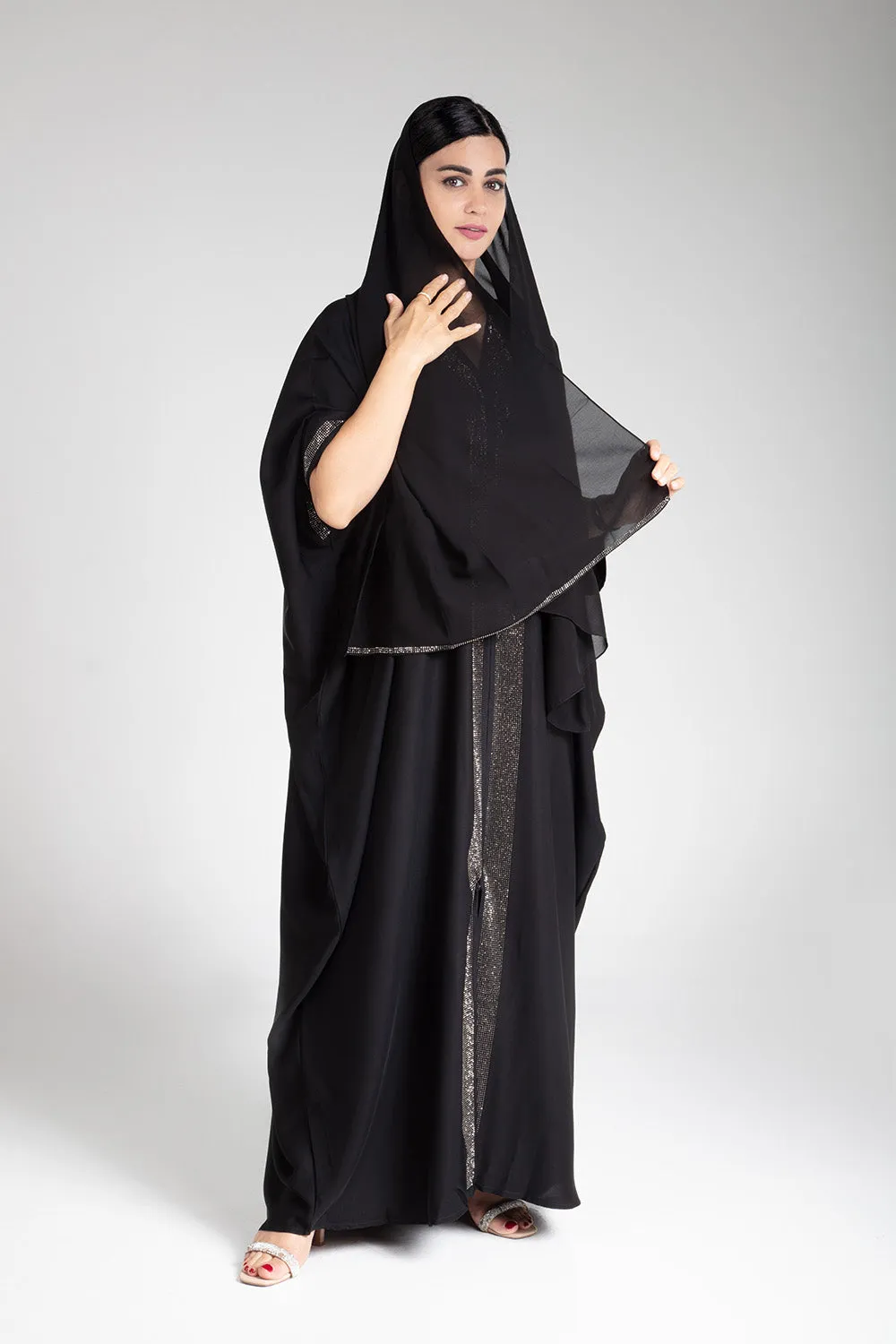 Black Sparkle Open Abaya