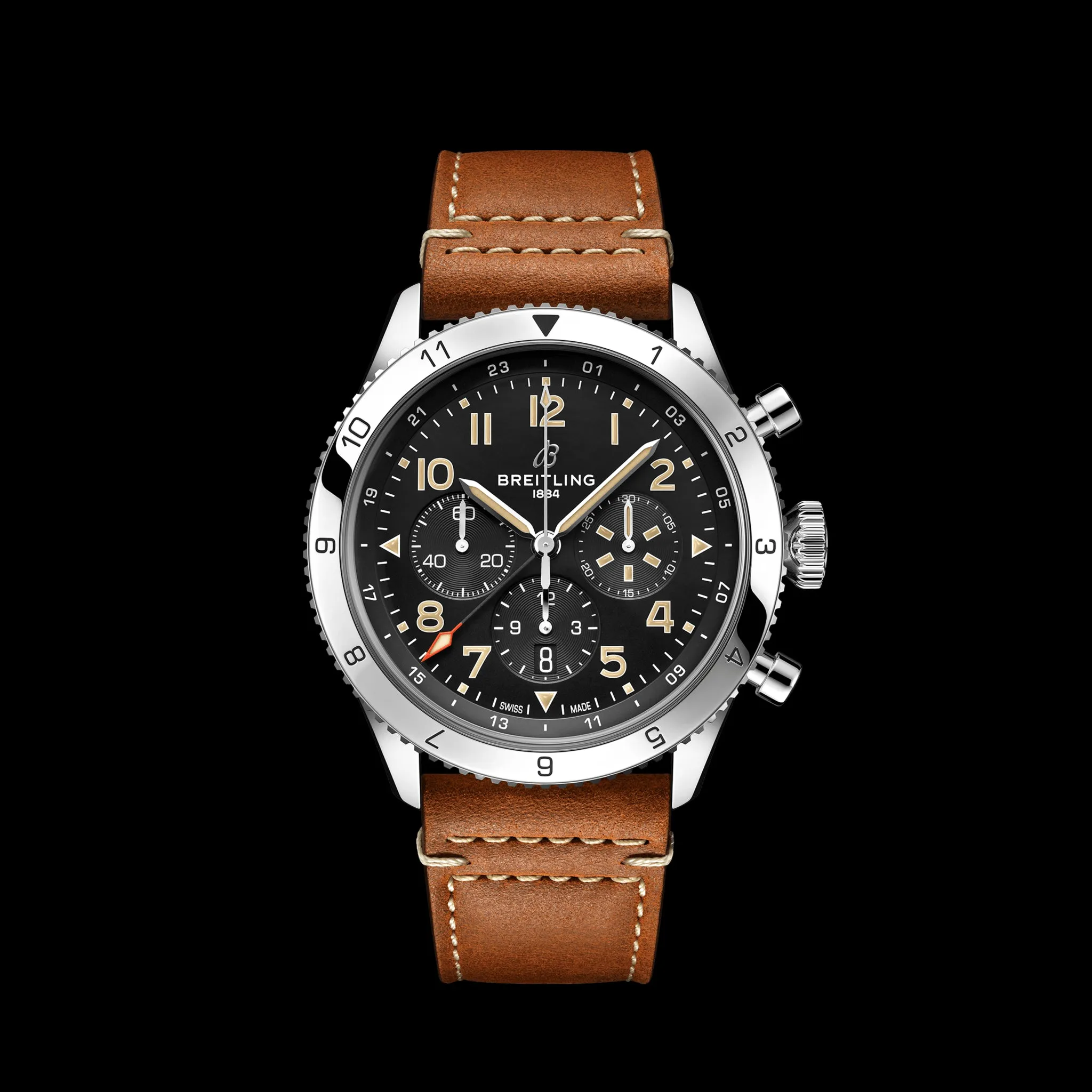 Breitling Super Avi B04 Chronograph Gmt P-51 Mustang Watch, 46mm Black Dial, AB04453A1B1X1
