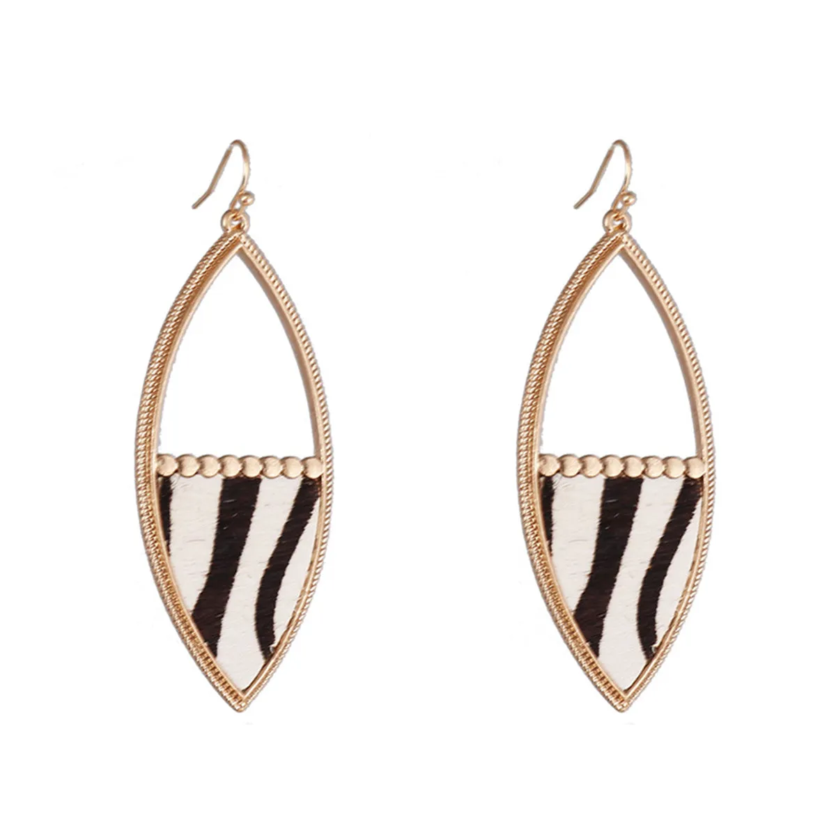Brown Polystyrene & 18K Gold-Plated Zebra-Print Drop Earrings