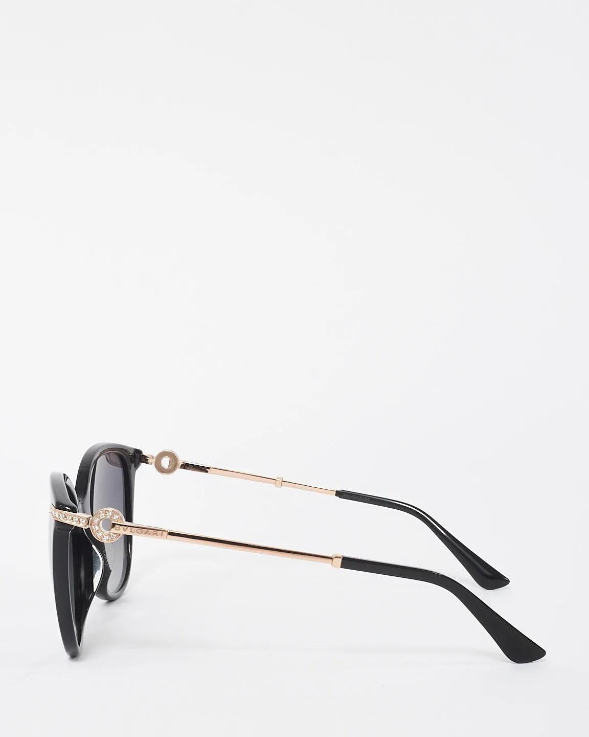 Bvlgari Black & Gold Acetate and Metal Crystal Embellished 8201-B-F Sunglasses