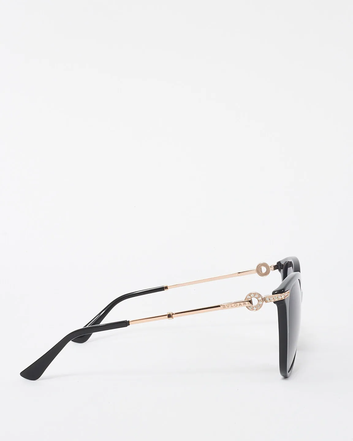 Bvlgari Black & Gold Acetate and Metal Crystal Embellished 8201-B-F Sunglasses