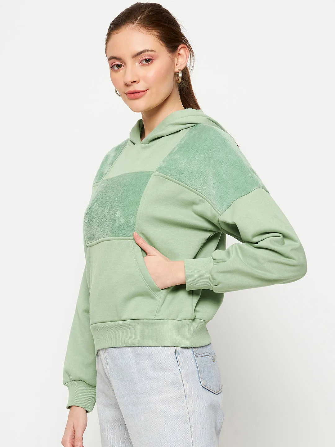 Camla Barcelona Fleece Adorned Plum Hooded Sweatshirt