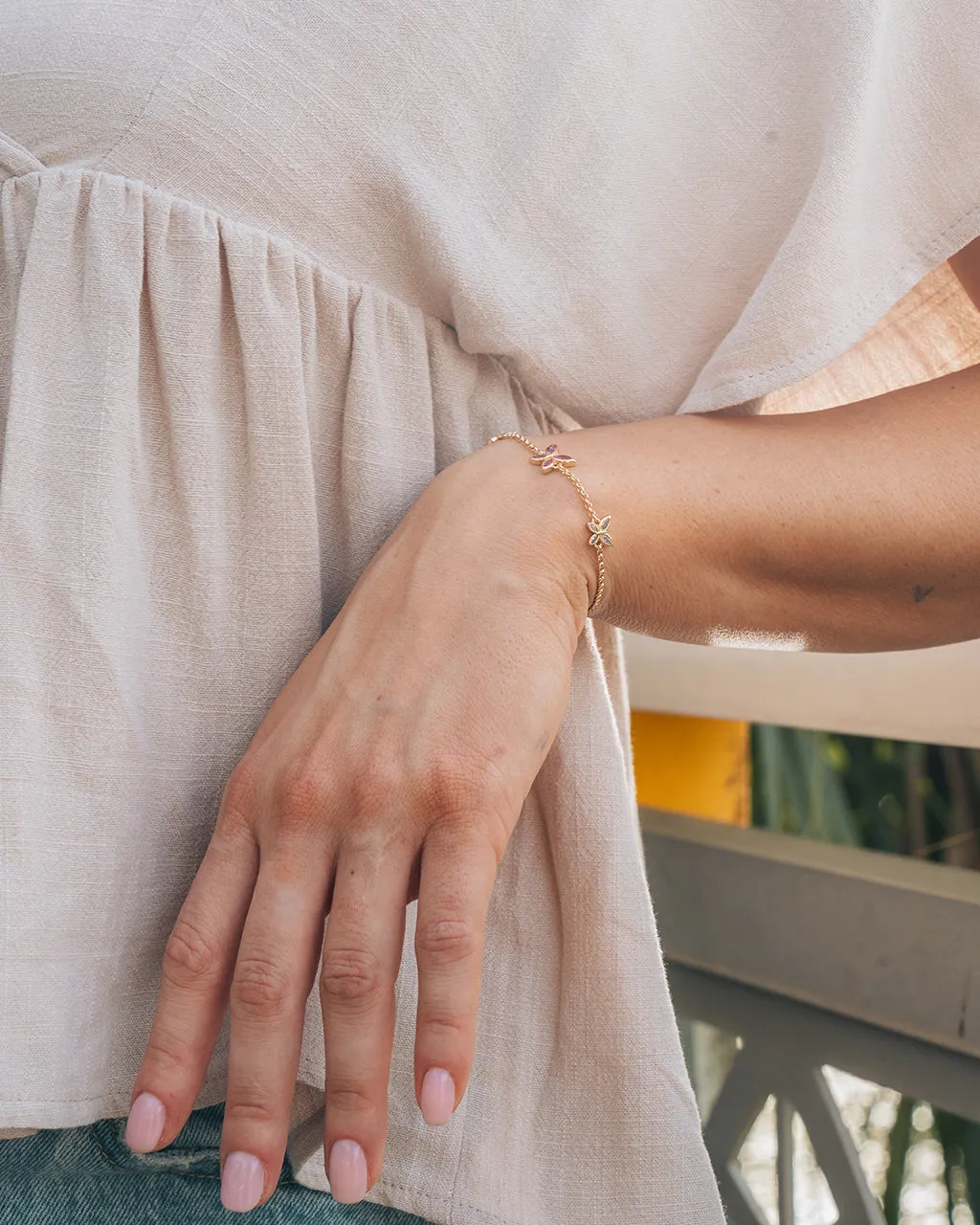Caria CZ Butterfly Bolo Bracelet