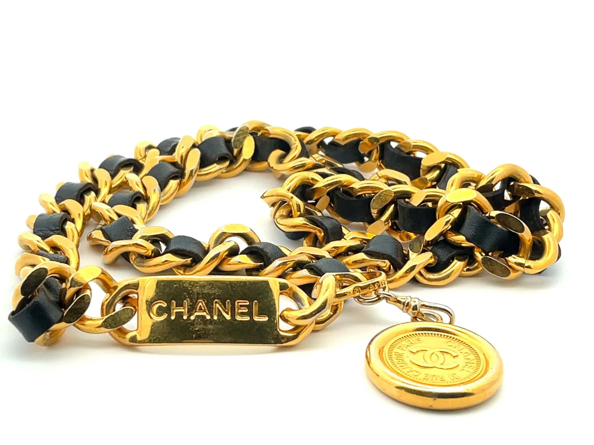 CHANEL Chain and Leather Loop CC Medallion Belt