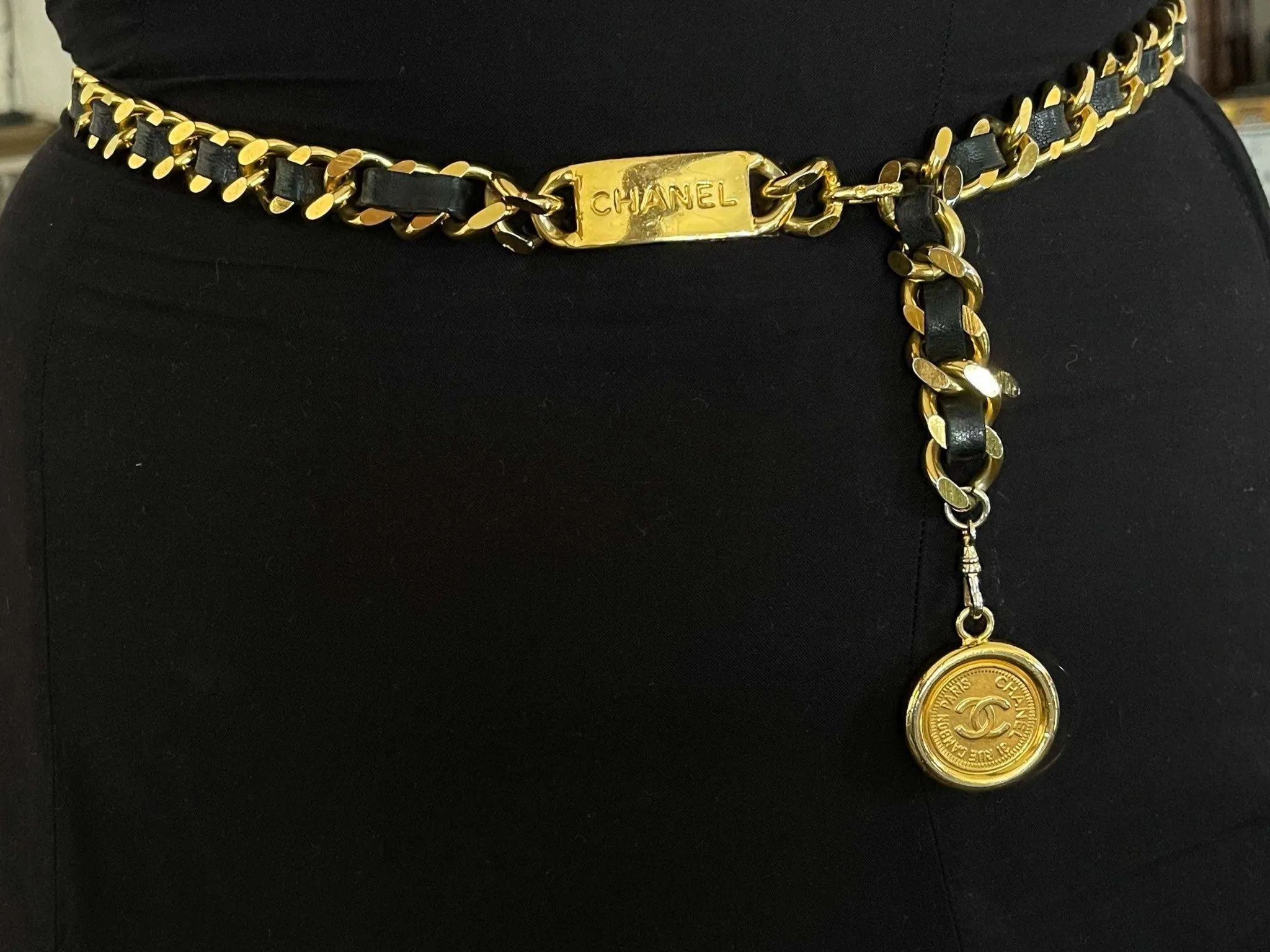 CHANEL Chain and Leather Loop CC Medallion Belt