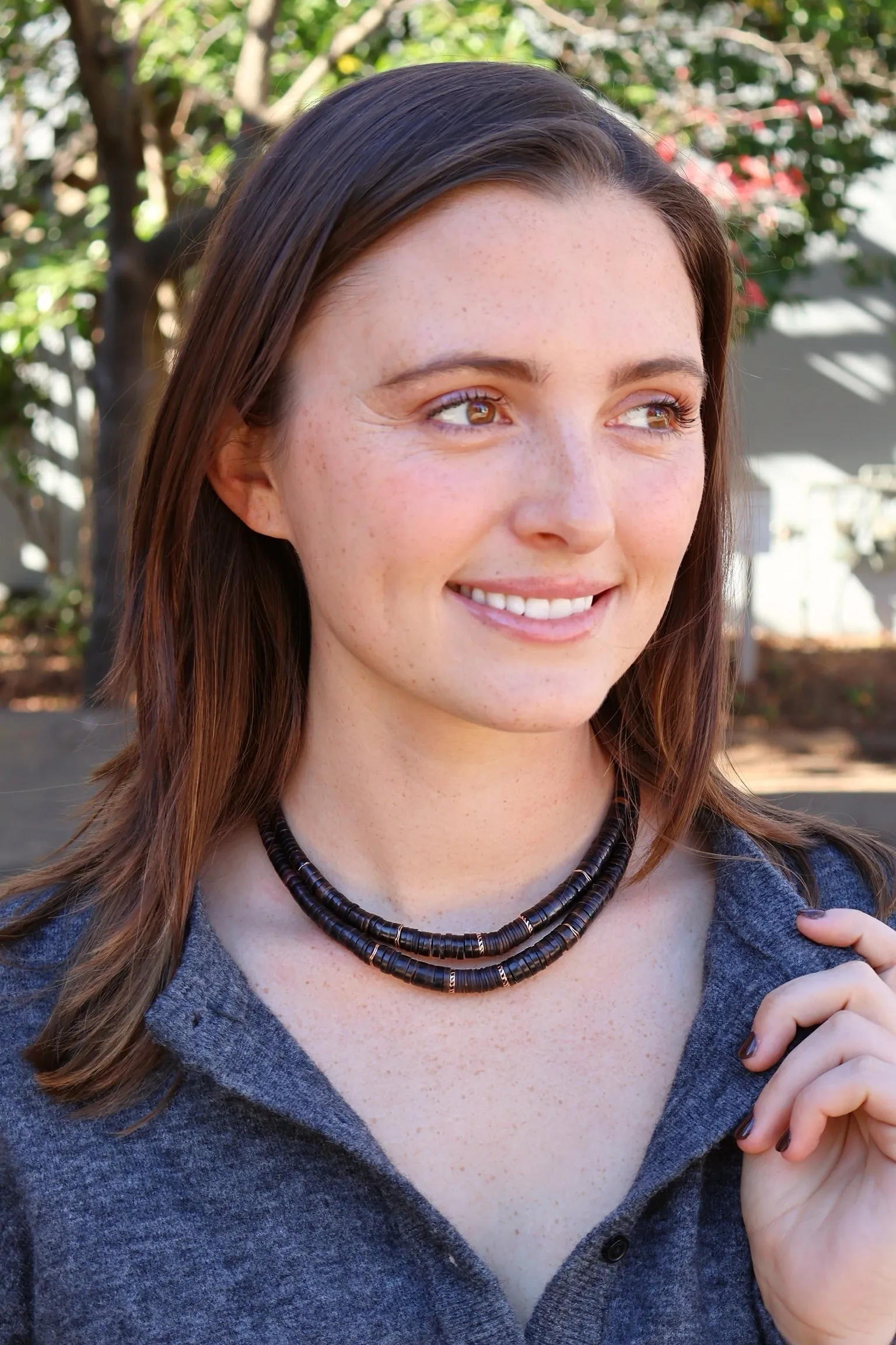 Classic Chocolate Shell & Coco Shark Fin Puka Necklace