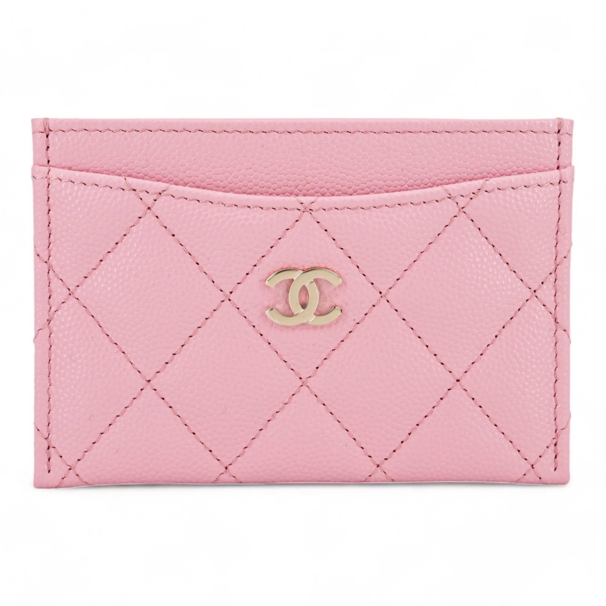 Classic Flat Card Holder in Pink Caviar