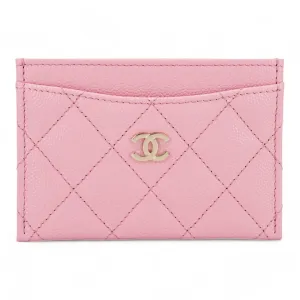 Classic Flat Card Holder in Pink Caviar