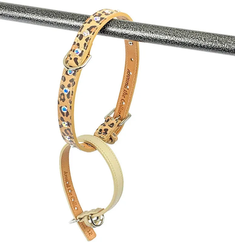 Classic Leopard Leather Step-In Dog Harness