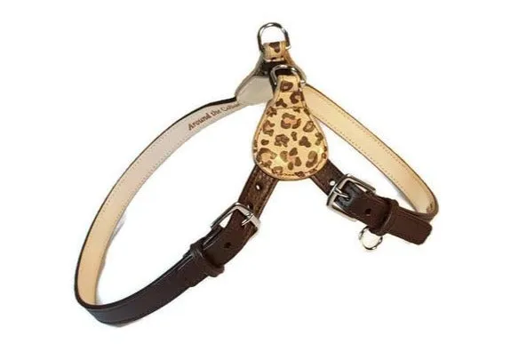 Classic Leopard Leather Step-In Dog Harness