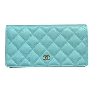 Classic Long Bifold Wallet in 19C Tiffany Blue Caviar