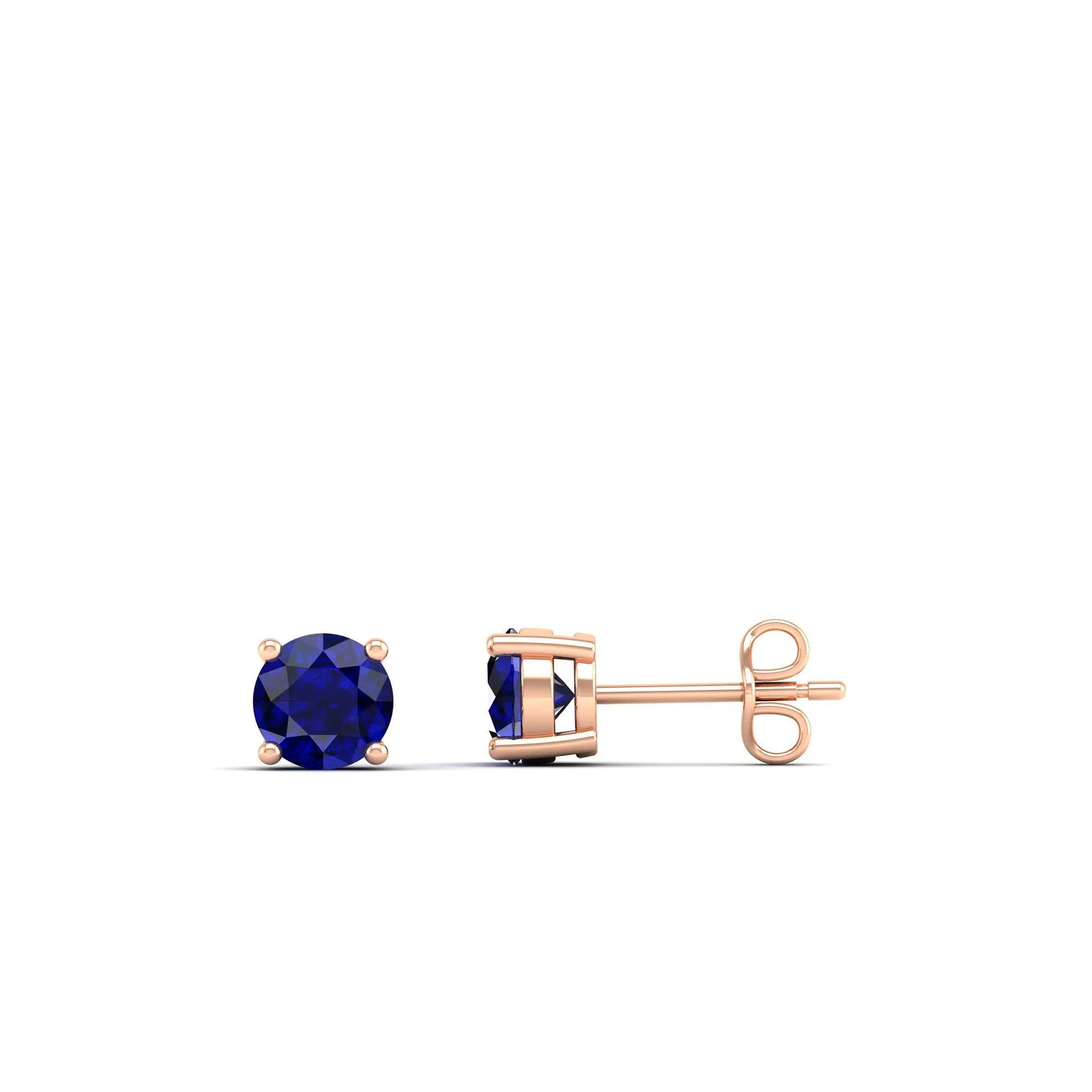Classic Round Sapphire Prong Stud Earrings