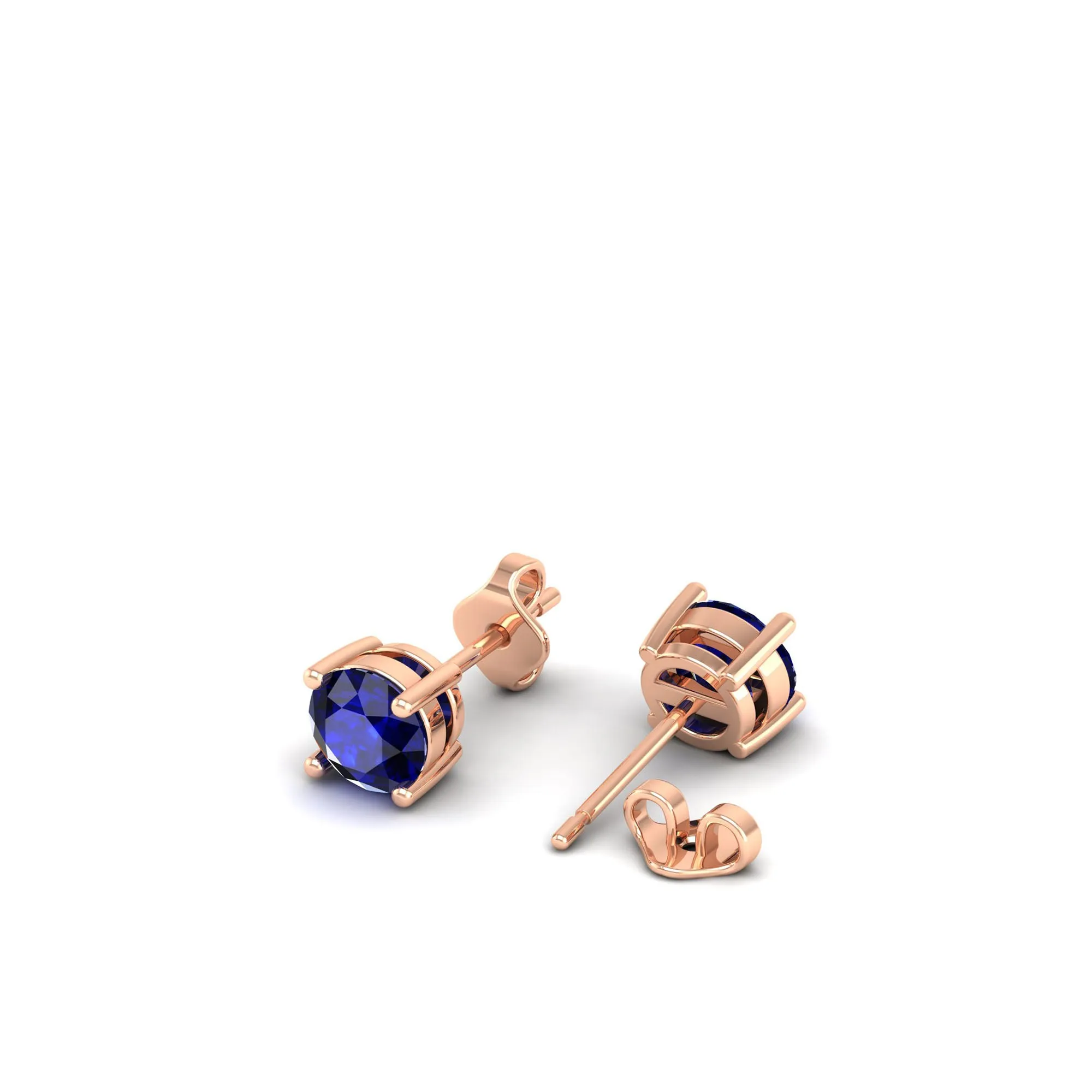 Classic Round Sapphire Prong Stud Earrings