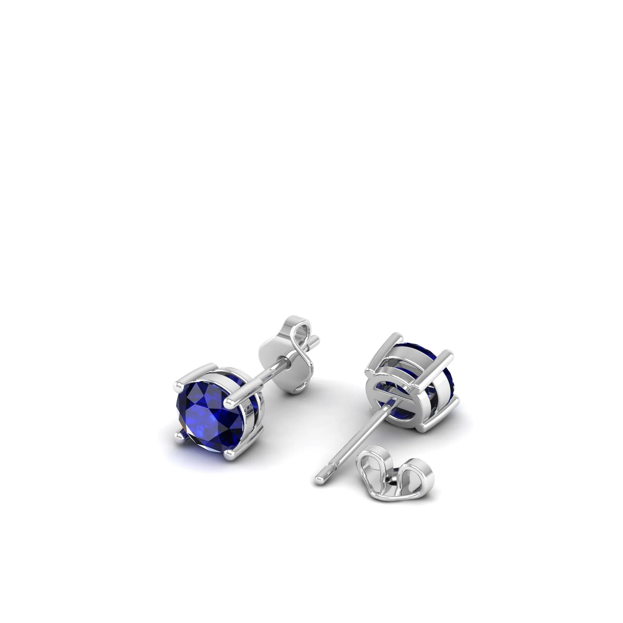 Classic Round Sapphire Prong Stud Earrings