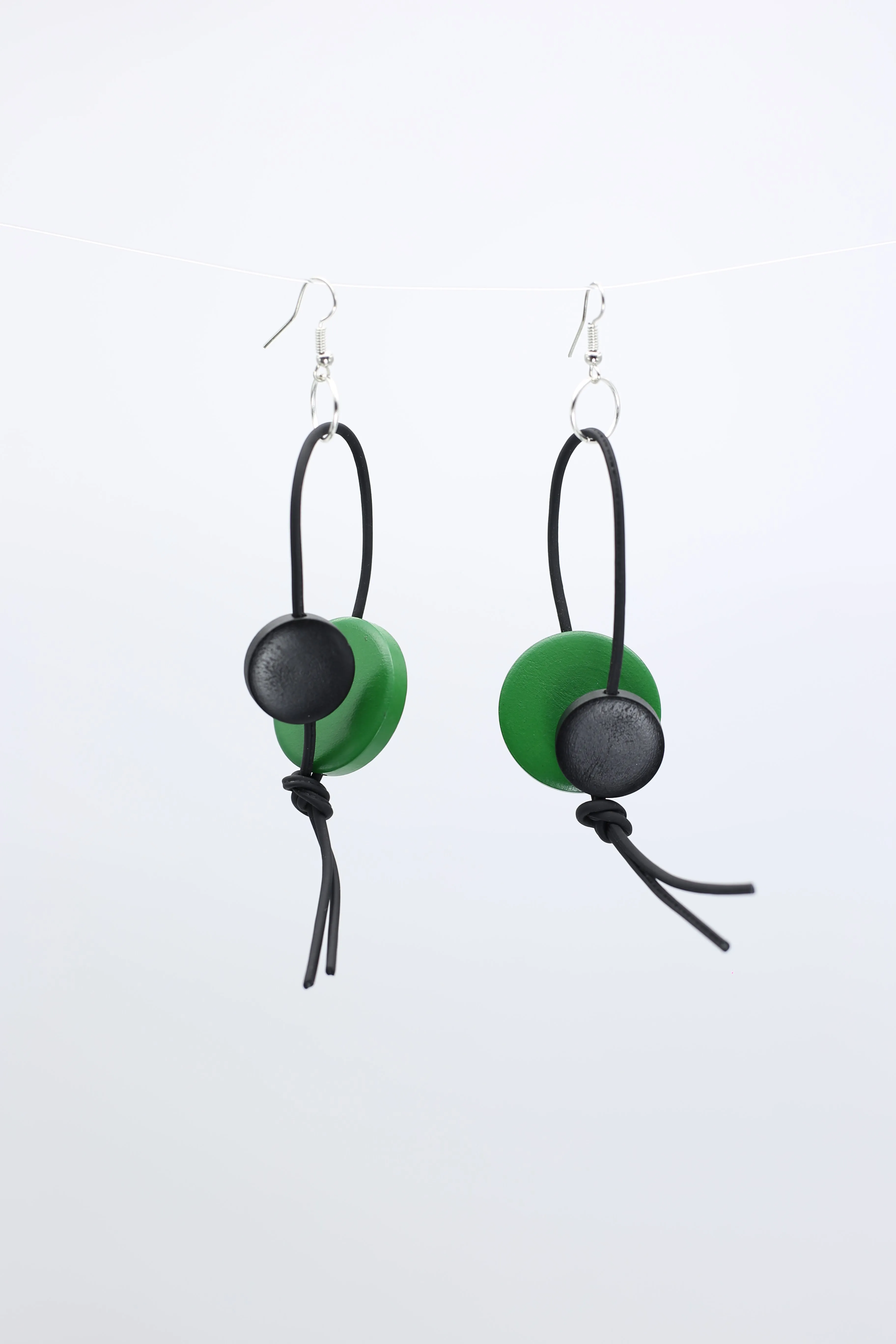 Coins on Leatherette Loop Earrings - Duo