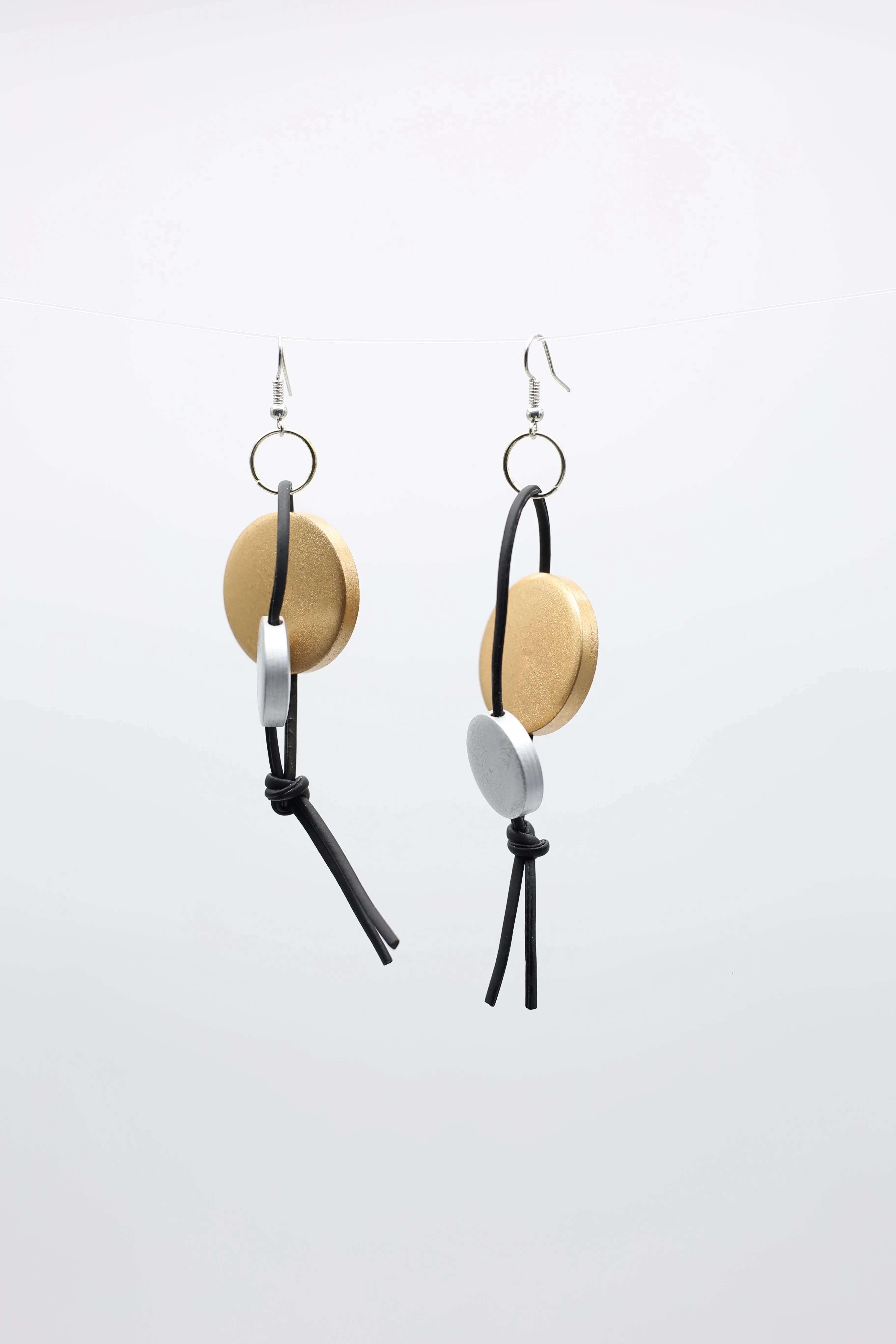 Coins on Leatherette Loop Earrings - Duo
