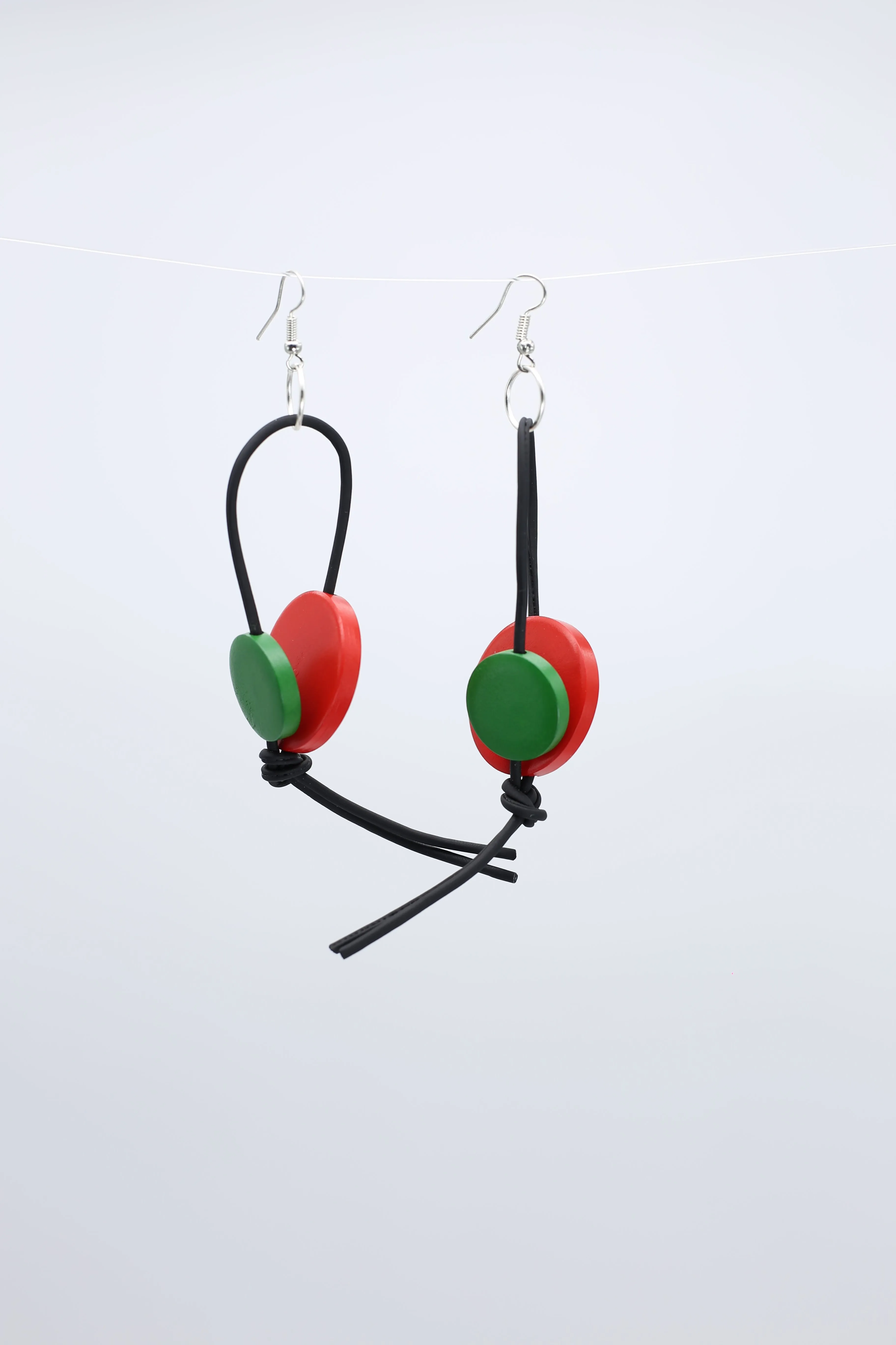 Coins on Leatherette Loop Earrings - Duo