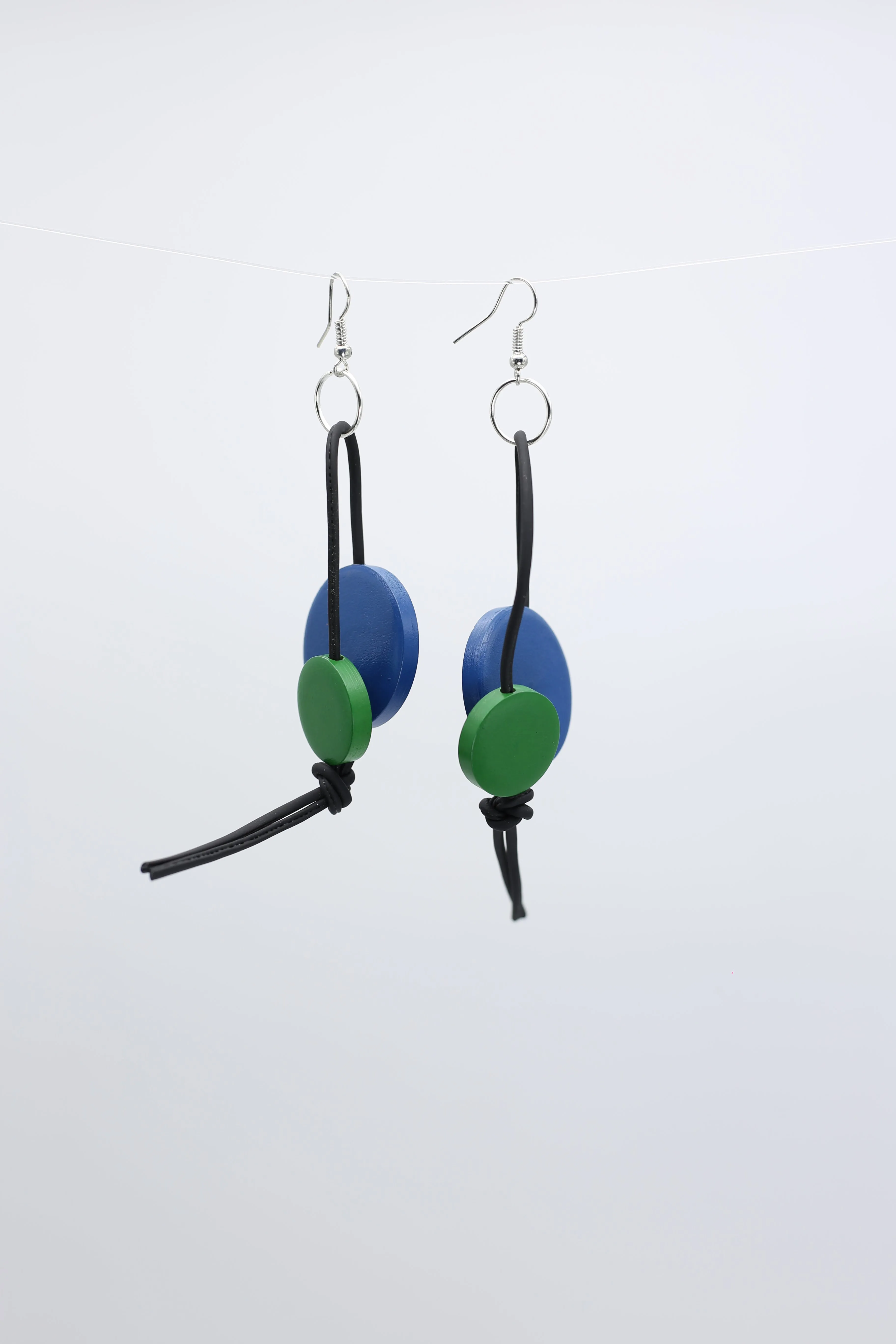 Coins on Leatherette Loop Earrings - Duo