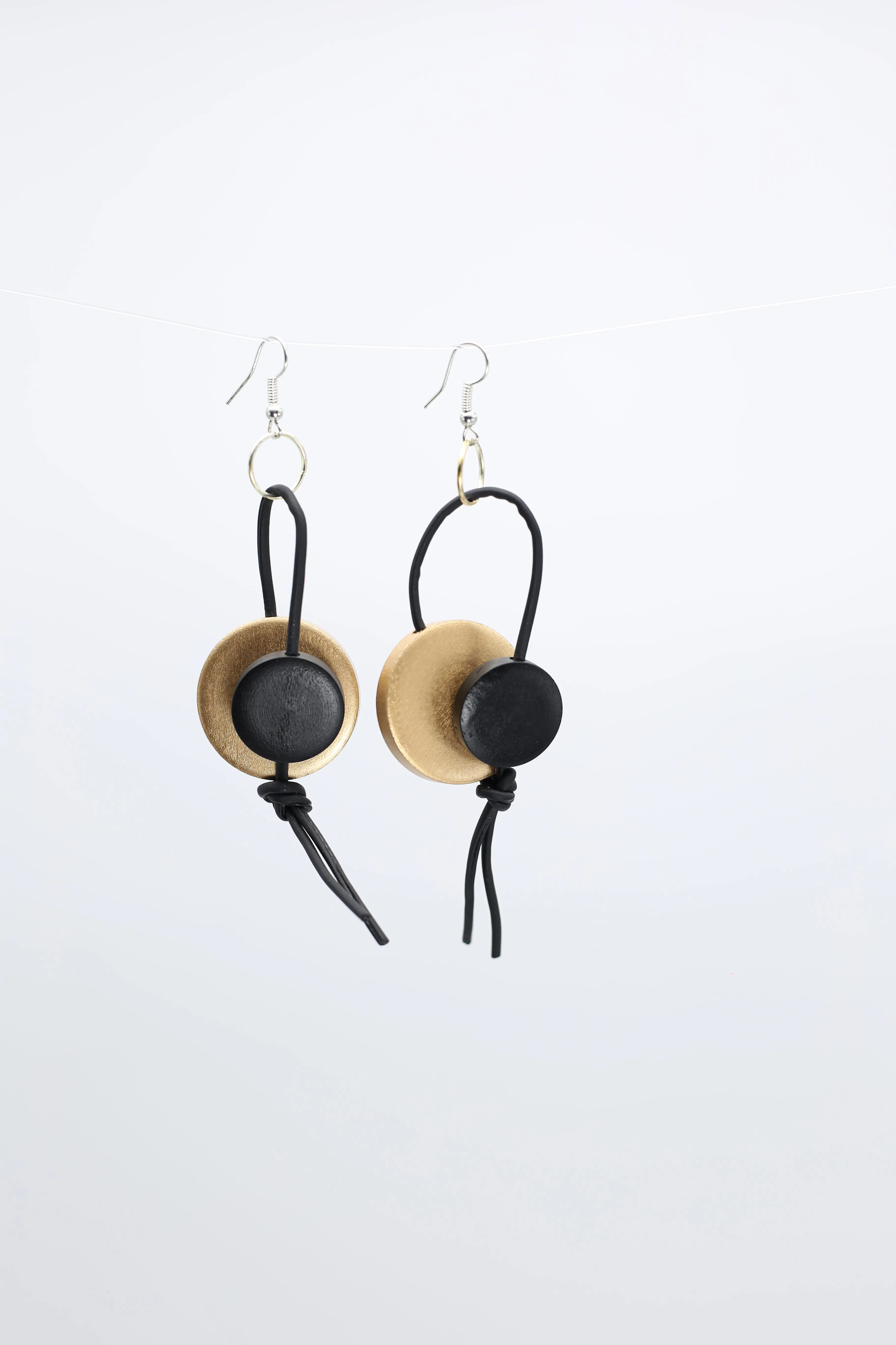 Coins on Leatherette Loop Earrings - Duo
